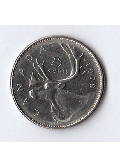 1978 - CANADA Quarto di Dollaro Renna Poco Circolato